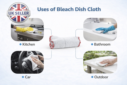 Dish Cloths Pack of 10 | White Cotton Mesh | Red Border | Machine Washable | Kitchen Cleaning
