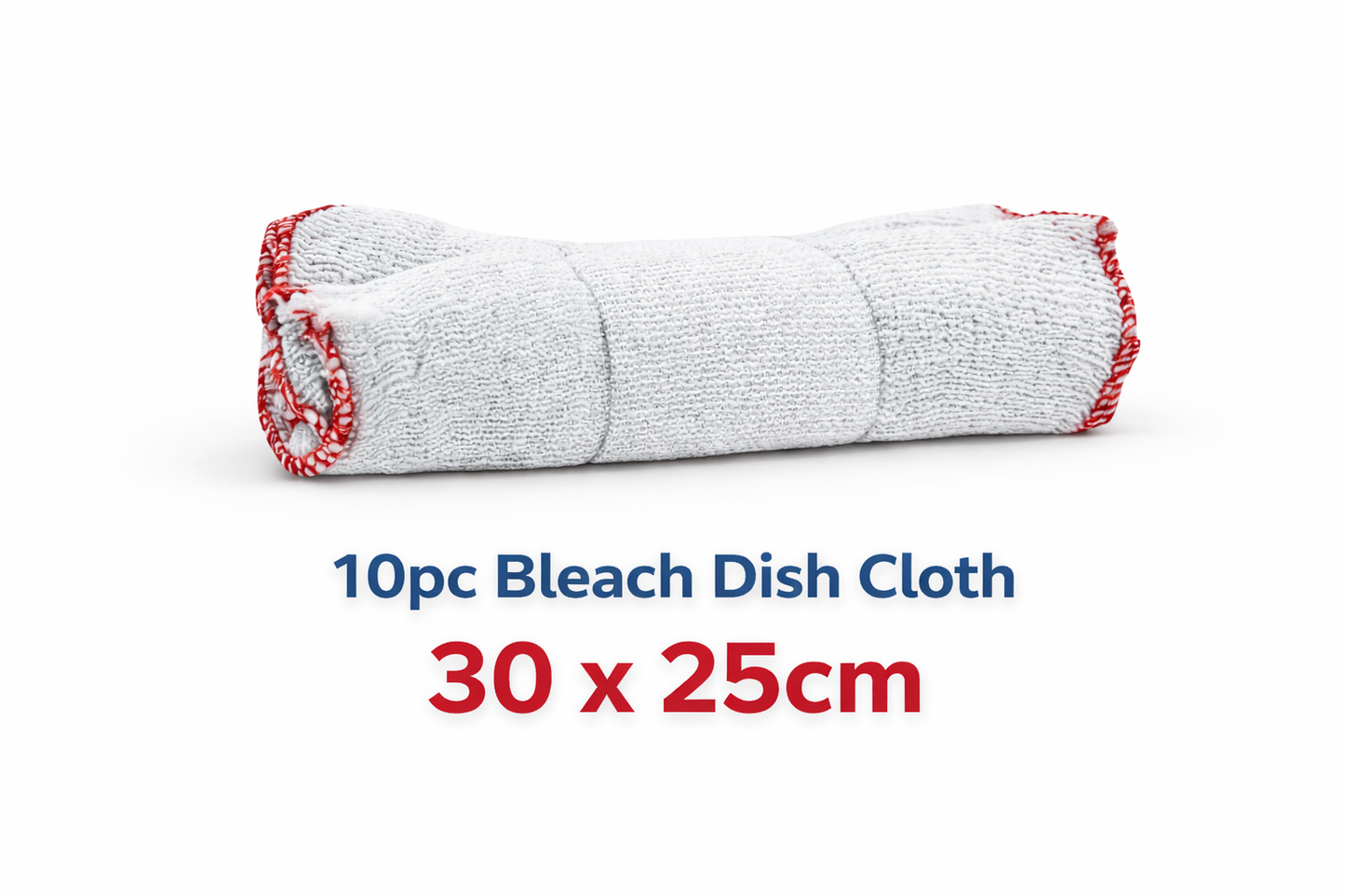 Dish Cloths Pack of 10 | White Cotton Mesh | Red Border | Machine Washable | Kitchen Cleaning