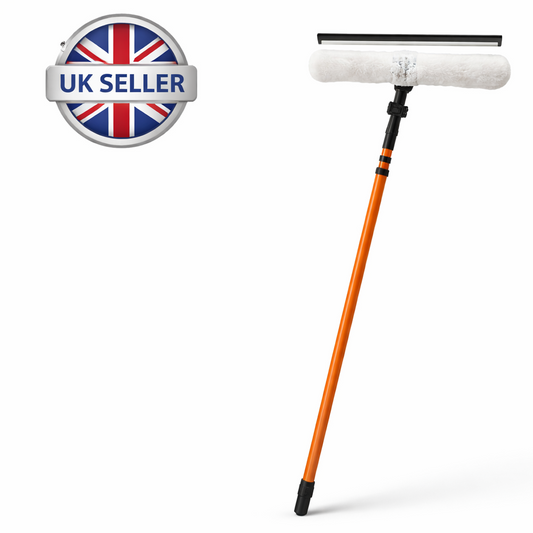 3.5M Telescopic Window Cleaning Kit – Extendable Pole with Washer Head and Squeegee Blade for High Windows Upstairs Outside
