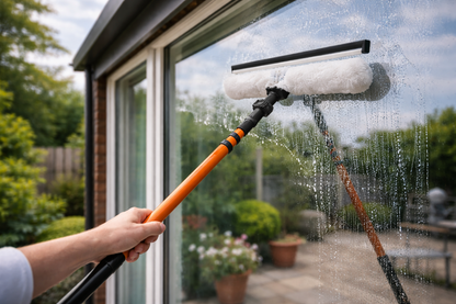 3.5M Telescopic Window Cleaning Kit – Extendable Pole with Washer Head and Squeegee Blade for High Windows Upstairs Outside