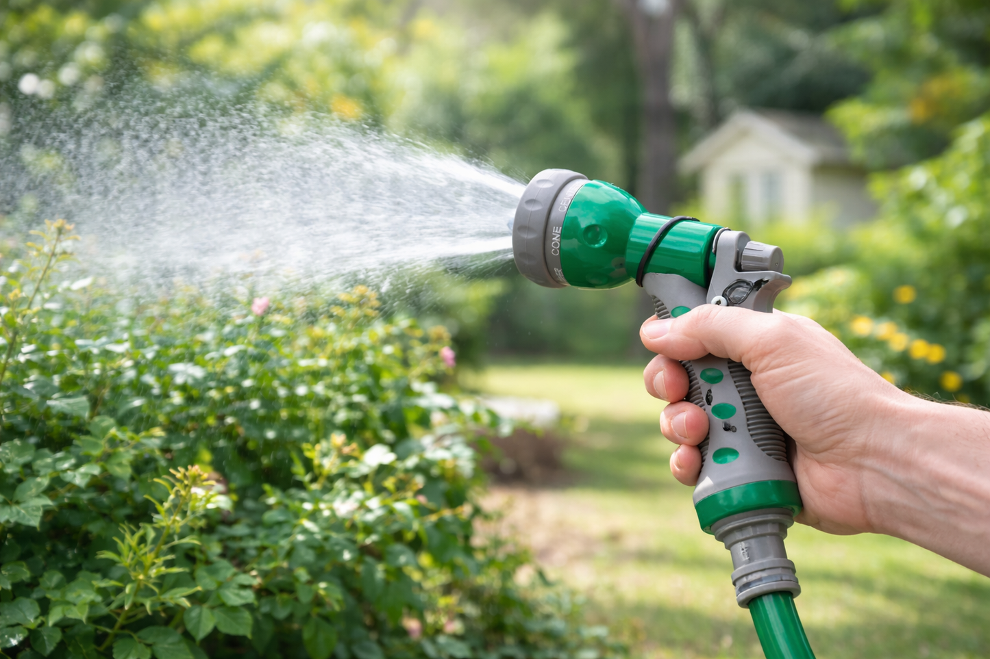 Multi-Pattern Garden Hose Spray Gun | Trigger Lock | Anti-Slip Grip | Quick-Connect Hose Fitting