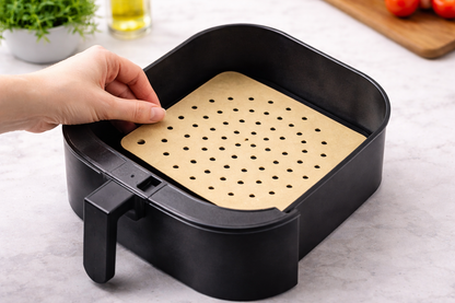 Reusable Non-Stick Air Fryer Liner PTFE – Square or Rectangle Perforated Basket Mat 19cm 21.5cm Square or 21x14cm Rectangle