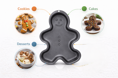 Non-Stick Gingerbread Bake Pan – Shaped Cake Baking Tin in Gingerbread Man Bear or Star Shape for Christmas and Occasion Baking
