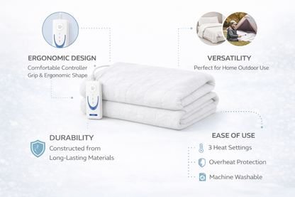 Single Electric Blanket Under Blanket – 3 Heat Settings Fast Pre-Heat & Overheat Protection 60x120cm and 70 x 150cmBed Warmer