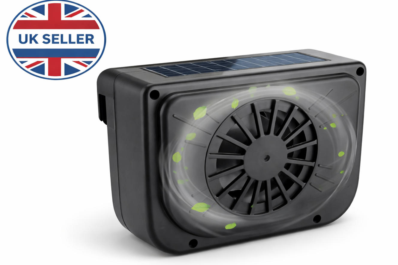 Solar Powered Car Ventilation Fan – 12V Auto Cool Window Vent Fan Keeps Vehicle Interior Cool While Parked