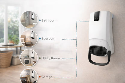 2000W Bathroom Heater with Remote Control & 24 Hour Timer – Wall Mount 3 Heat Settings Fan Heater with Towel Rack