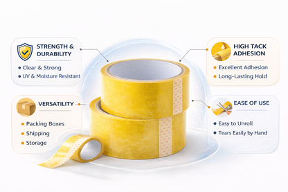 Clear Packing Tape 2 Roll Pack – 48mm x 30m Strong Adhesive Tape for Boxes Parcels & Moving House