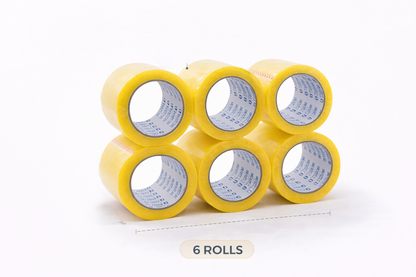 Clear Packing Tape 6 Roll Pack – 48mm x 132m Strong Adhesive Tape for Moving House Boxes & Parcel Sealing