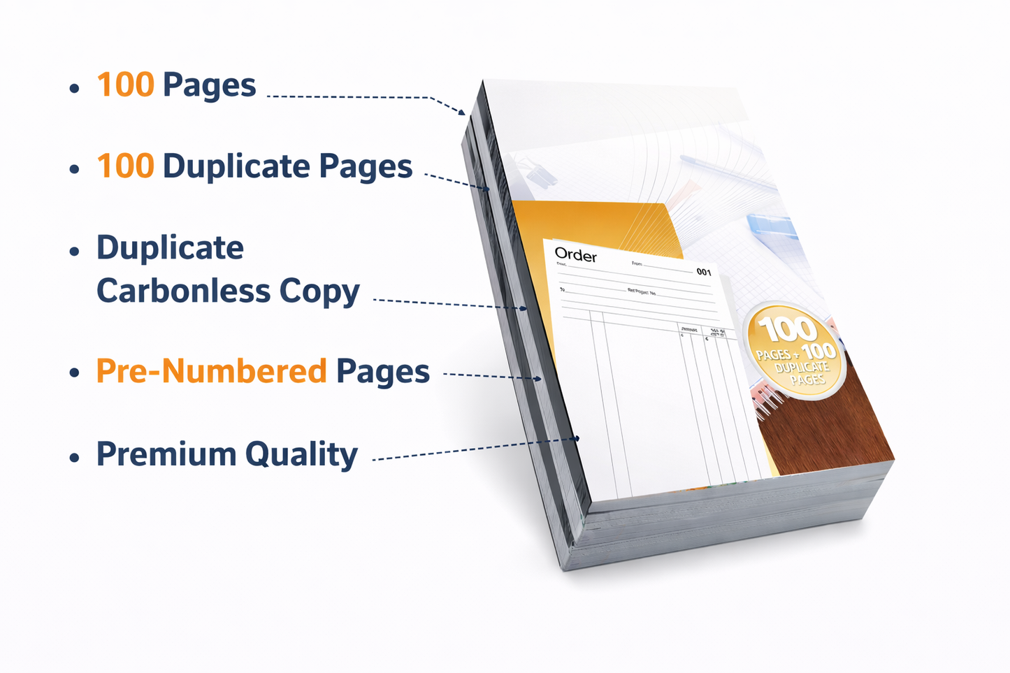 Duplicate Order Book 100 Pages – Numbered Carbon Copy VAT Order Pad for Small Business Trades & Sales Orders