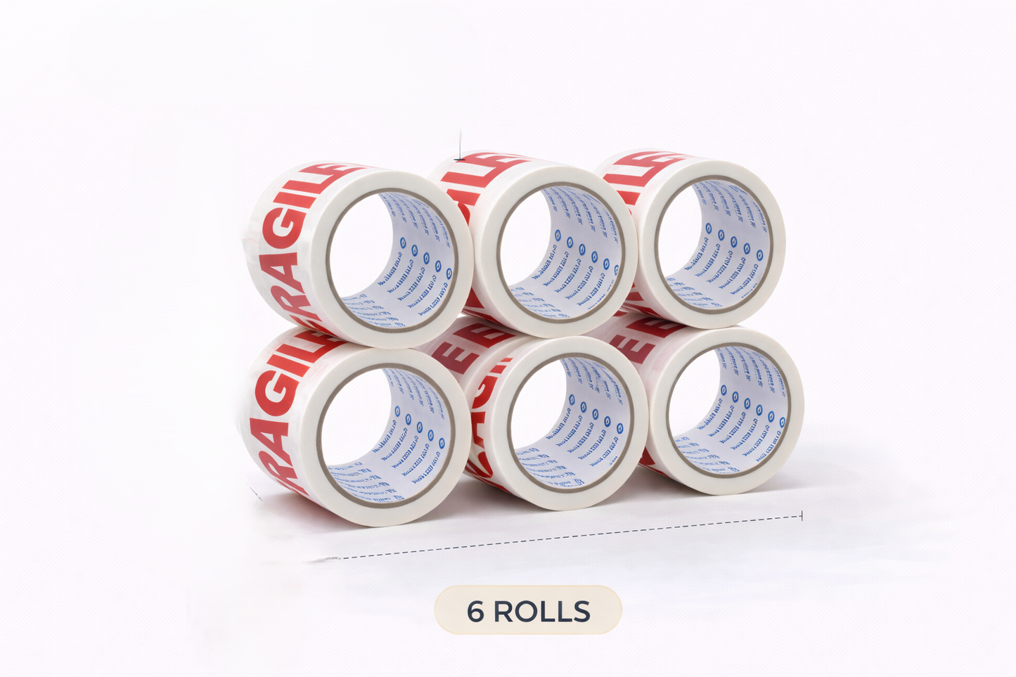 Fragile Packing Tape 6 Roll Pack – 48mm x 50m Strong Printed Adhesive Tape for Parcels Boxes & Fragile Items