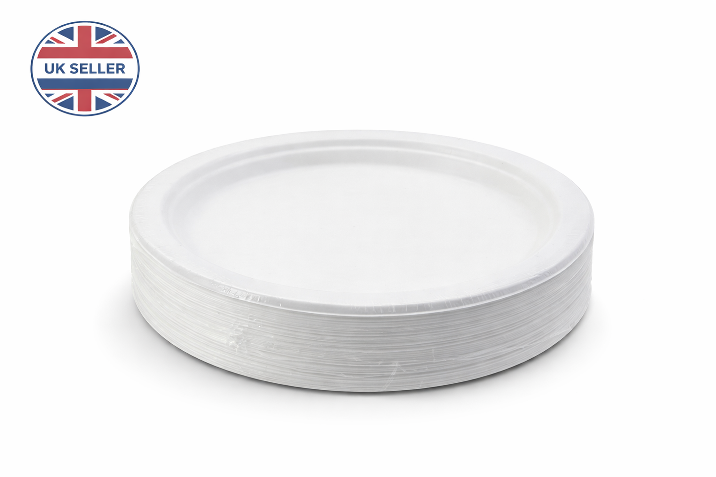 50 Pack 10 Inch White Eco Friendly Disposable Plates – Heavy Duty 26cm Sugarcane Plates for Parties & BBQs