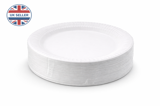100 Pack White Paper Plates 23cm 9 Inch – Large Disposable Party Plates for BBQs Buffets & Outdoor Events