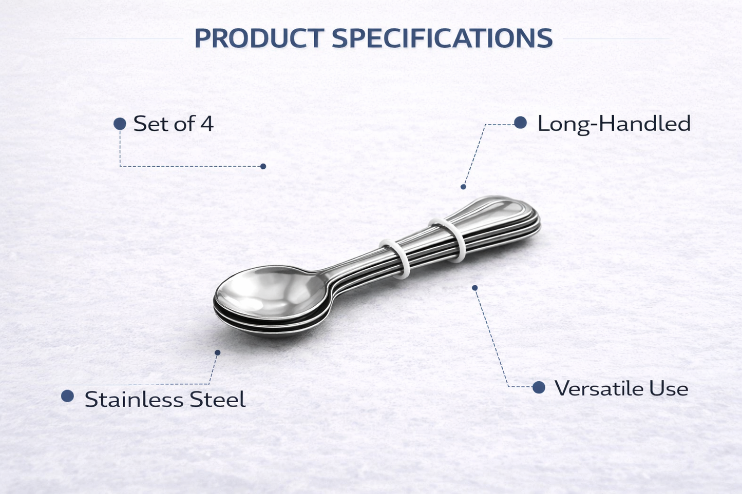 4 Piece Stainless Steel Long Handle Soda Spoons Set – Sundae Dessert Spoons for Milkshakes Ice Cream & Tall Glasses