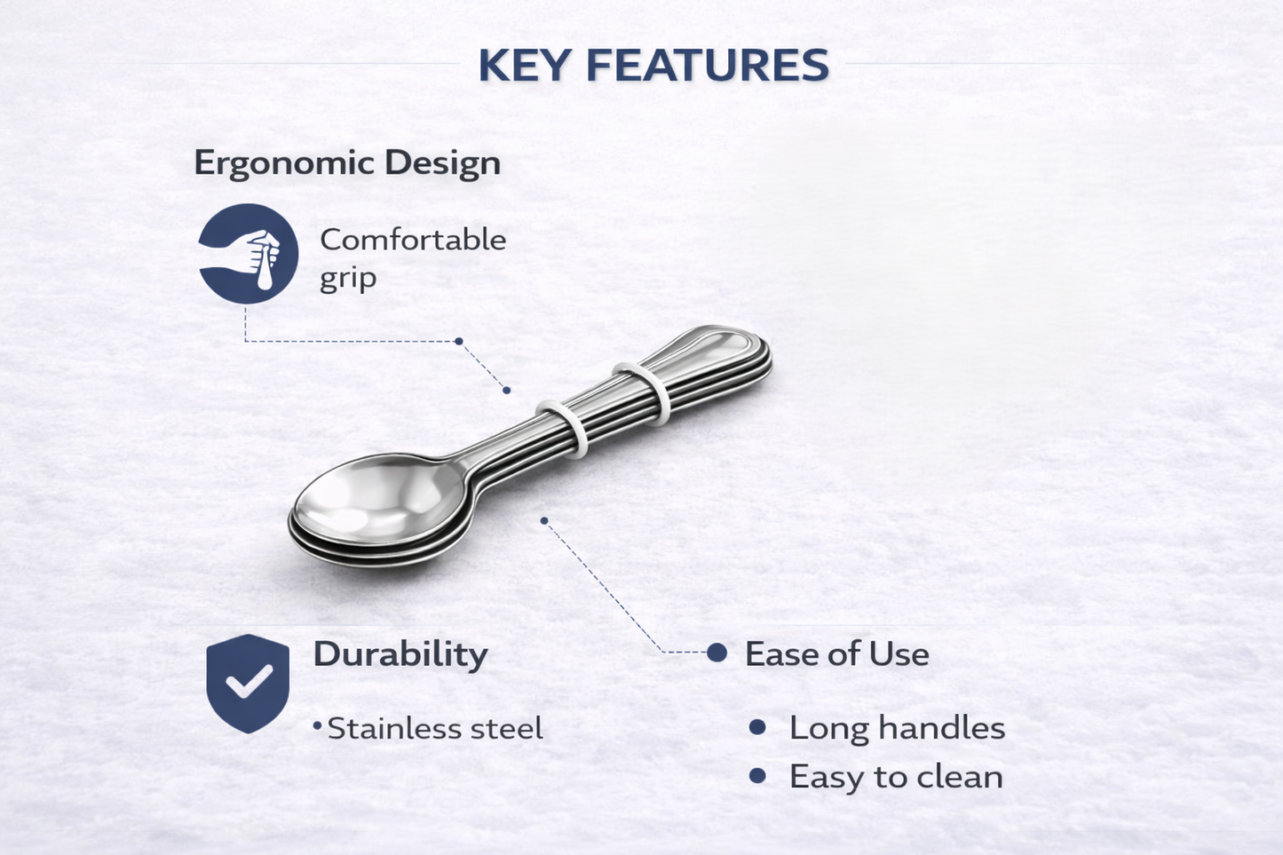 4 Piece Stainless Steel Long Handle Soda Spoons Set – Sundae Dessert Spoons for Milkshakes Ice Cream & Tall Glasses