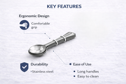 4 Piece Stainless Steel Long Handle Soda Spoons Set – Sundae Dessert Spoons for Milkshakes Ice Cream & Tall Glasses