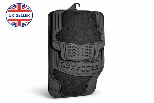 Heavy Duty 4 Piece Grey Rubber Car Mat Set – Extra Strong, Non-Slip, Universal Fit, Reinforced