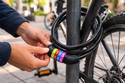 Bicycle Combination Cable Lock – 4-Digit Resettable Code, Steel Cable, Plastic Coated, 650mm x 8mm