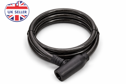 Bicycle Cable Lock with Key – Braided Steel, Plastic Coated, 10mm x 1000mm, High Security