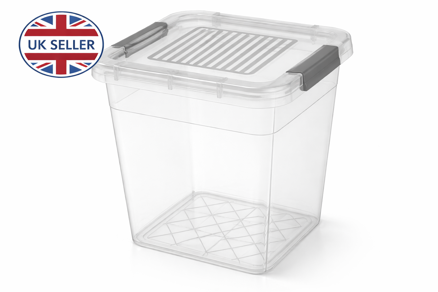 Clear Plastic Storage Box with Secure Clip Lid & Carry Handles – Stackable Home Organiser Container – Available in 5L, 10L & 15L
