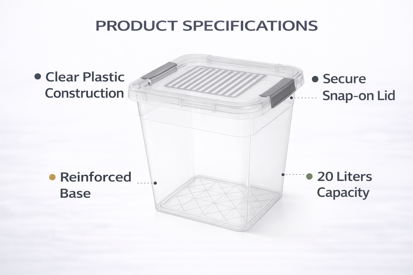 Clear Plastic Storage Box with Secure Clip Lid & Carry Handles – Stackable Home Organiser Container – Available in 5L, 10L & 15L
