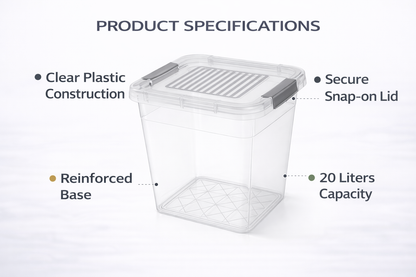 Clear Plastic Storage Box with Secure Clip Lid & Carry Handles – Stackable Home Organiser Container – Available in 5L, 10L & 15L