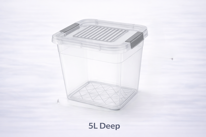 Clear Plastic Storage Box with Secure Clip Lid & Carry Handles – Stackable Home Organiser Container – Available in 5L, 10L & 15L