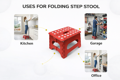 Folding Step Stool with Carry Handle – 130kg Capacity, Non-Slip, Folds Flat, Multipurpose, Black