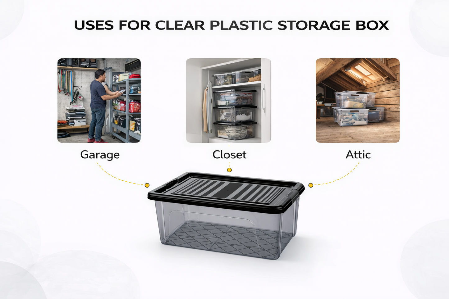 [1L / 2L / 3L / 5L /10L/15/ 20L /30L] Anthracite Storage Box with Clip Lid – Smoked Tinted Plastic, Stackable, Black