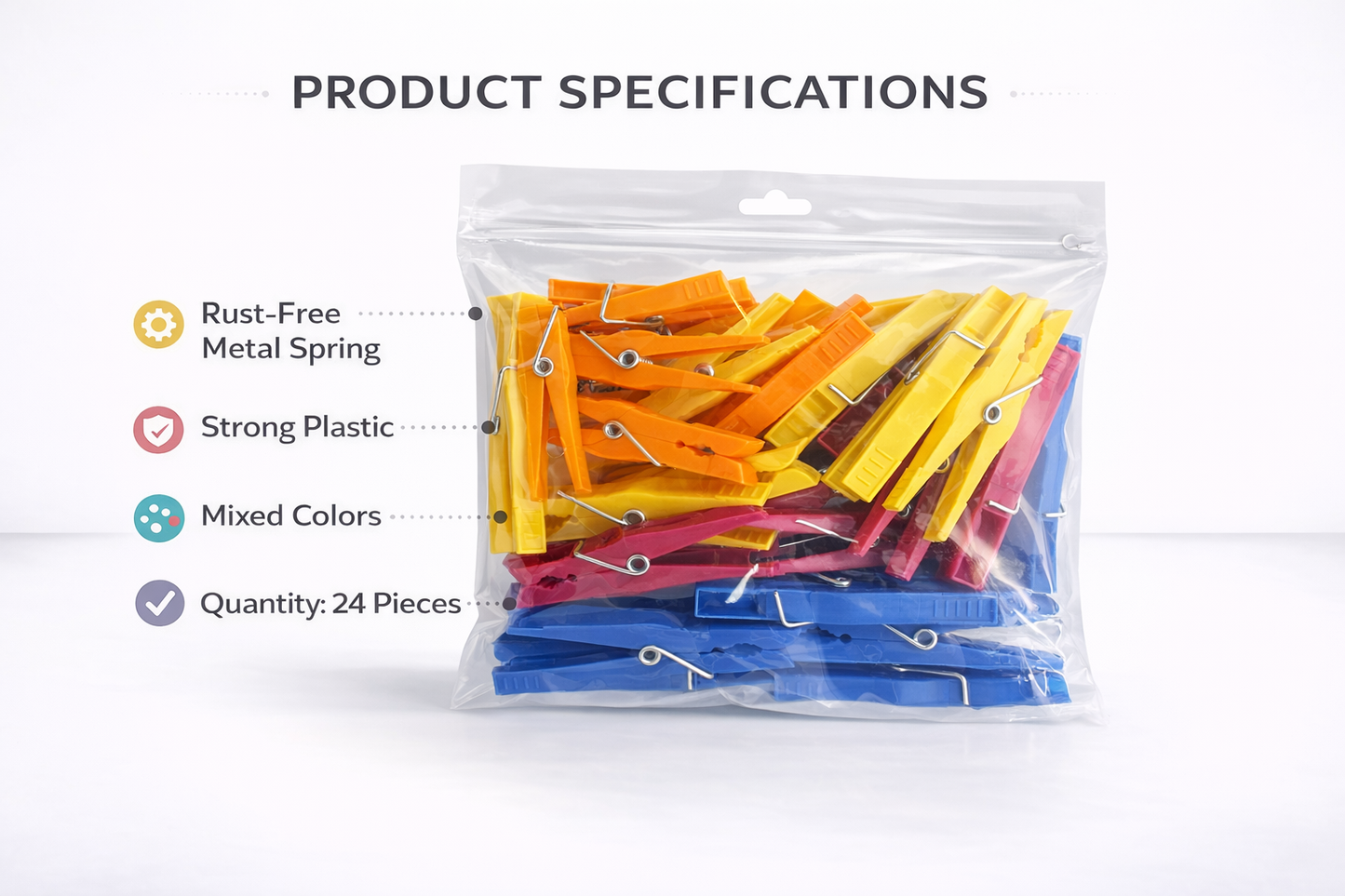 24 and 28 Strong Plastic Clothes Pegs with Rust-Free Spring – Mixed Colours, Outdoor Washing Line Pegs