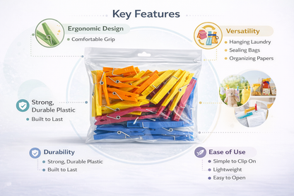 24 and 28 Strong Plastic Clothes Pegs with Rust-Free Spring – Mixed Colours, Outdoor Washing Line Pegs
