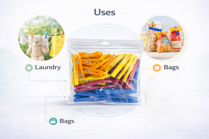 24 and 28 Strong Plastic Clothes Pegs with Rust-Free Spring – Mixed Colours, Outdoor Washing Line Pegs