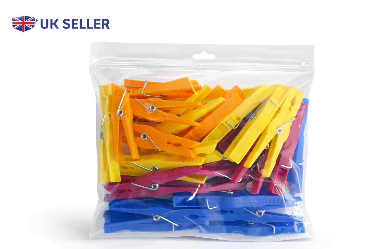 24 and 28 Strong Plastic Clothes Pegs with Rust-Free Spring – Mixed Colours, Outdoor Washing Line Pegs