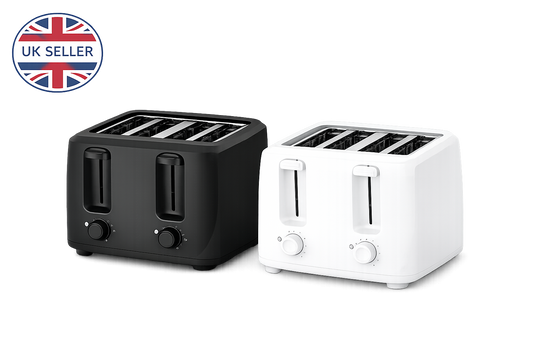 1400W 4 Slice Toaster with Dual Browning Controls, 6 Heat Levels and Removable Crumb Tray – White or Black
