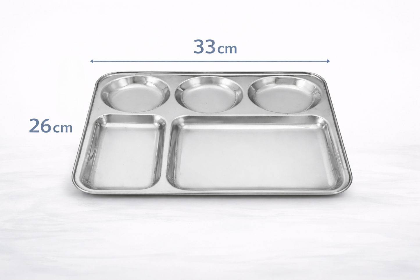 Stainless Steel 5 Section Divided Meal Tray – Compartment Dinner Plate for Kids Adults Camping & Meal Prep