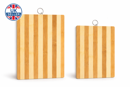 Bamboo Cutting Board 30cm x 20cm and 34cm x 24cm – Lightweight Double Sided Kitchen Chopping Board with Hanging Ring Non-Toxic Odourless