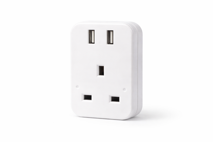 UK to EU and US Travel Plug Adaptor with 2 USB Ports – European American Holiday Adaptor 240V Dual USB Charging Socket