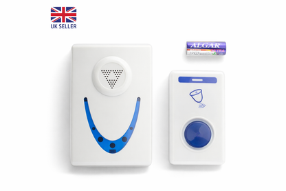 Wireless Doorbell Set with 2 Receivers & Push Button – Battery Operated Door Bell Kit for Home & Office Use
