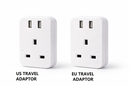 UK to EU and US Travel Plug Adaptor with 2 USB Ports – European American Holiday Adaptor 240V Dual USB Charging Socket