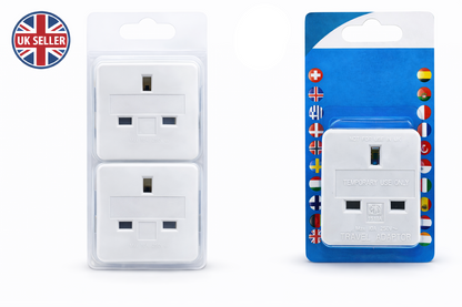 Pack of 1 and 2 EU Travel Plug Adaptor – UK 3 Pin to European 2 Round Pin Socket 10A 250V Holiday Travel Adaptor for Europe