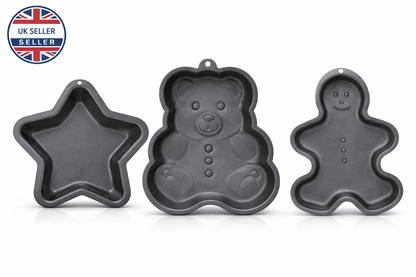 Non-Stick Gingerbread Bake Pan – Shaped Cake Baking Tin in Gingerbread Man Bear or Star Shape for Christmas and Occasion Baking