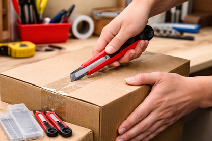 18-Piece Utility Knife Set — 2 Snap-Off Knives, 1 Retractable Utility Knife & 15 Spare Blades for DIY, Craft & Trade Use