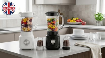 600W 2-in-1 Blender Grinder | 1.5L Jar | 5 Speed + Pulse | Grinder Attachment | Black or White