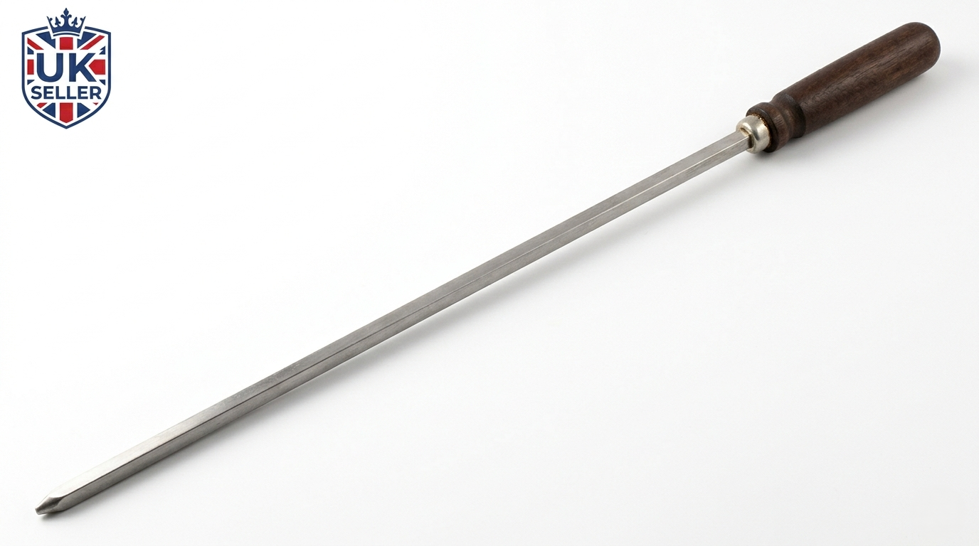 BBQ Skewers Wooden Handle | Flat Stainless Blade | Anti-Spin | Reusable | 5mm or 8mm Width