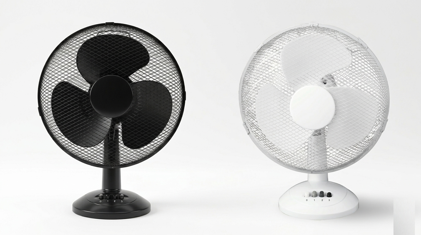 12 Inch Oscillating Desk Fan | 3 Speed Settings | Silent Motor | Mesh Grill | Black or White
