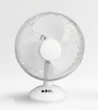 12 Inch Oscillating Desk Fan | 3 Speed Settings | Silent Motor | Mesh Grill | Black or White
