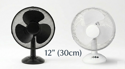 12 Inch Oscillating Desk Fan | 3 Speed Settings | Silent Motor | Mesh Grill | Black or White