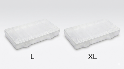 Clear Plastic Organiser Box with Removable Dividers – Adjustable Compartments, Snap Lid, Two Sizes