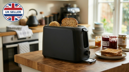 700W 2 Slice Toaster with 6 Browning Settings and Removable Crumb Tray – Compact Design – White or Black
