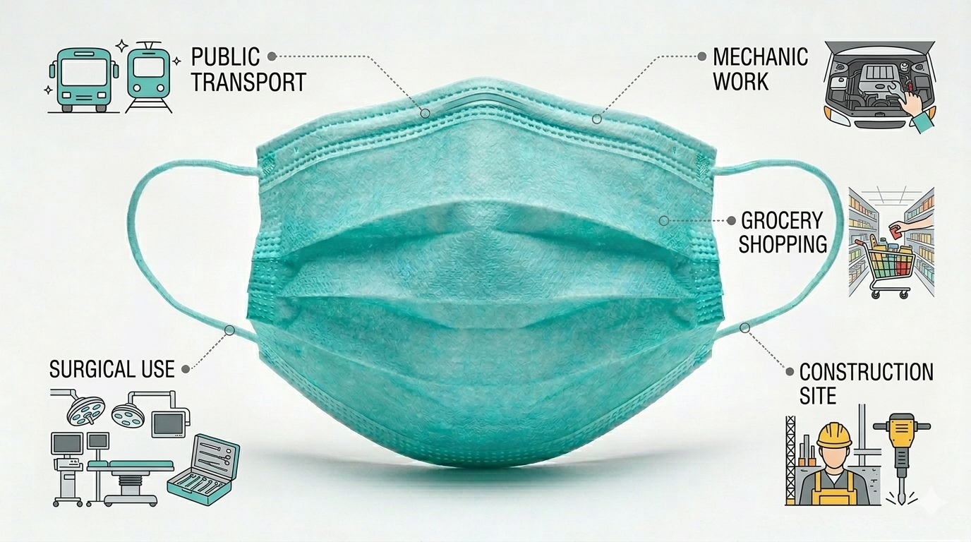 50 Disposable 3-Ply Face Masks – Non-Medical Respirators, Triple Folded, Adjustable Nose Clip, Teal