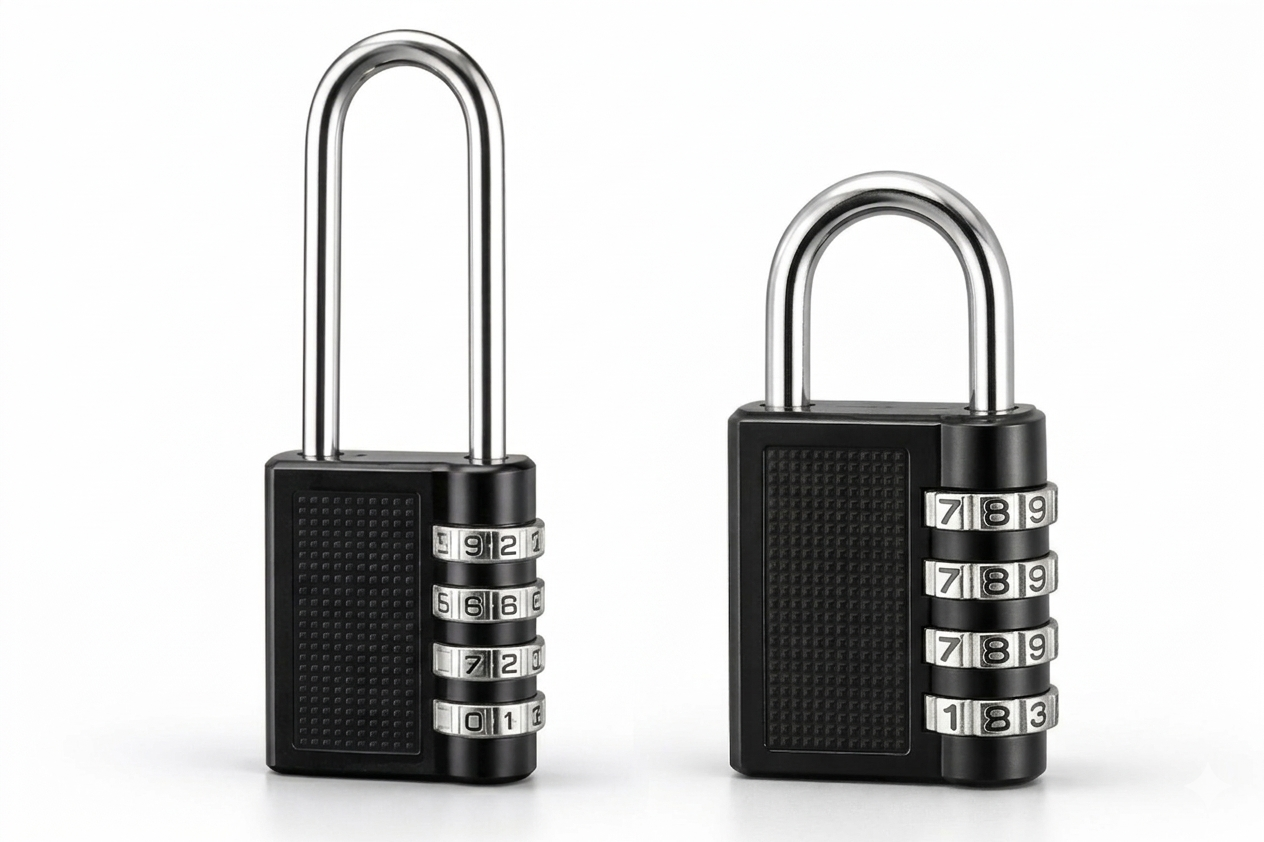 4-Digit Combination Padlock Long Shackle & Standard Zinc Alloy Resettable Security Lock